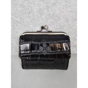 Patricia Nash Leather Astor Wallet Black Croco